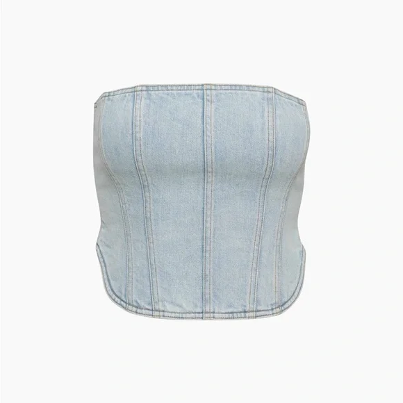 NWT Denim Forum 90s Debbie bustier in Bleach Bleu - Size XS (Aritzia) - Picture 3 of 8